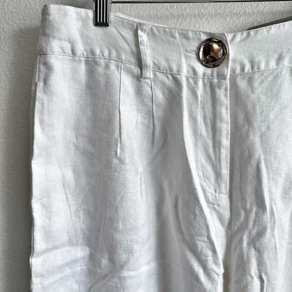 SOFT SURROUNDINGS | NWT White Cropped Wide Leg Pants 100% Linen | Size 14 Petite - Picture 3 of 10